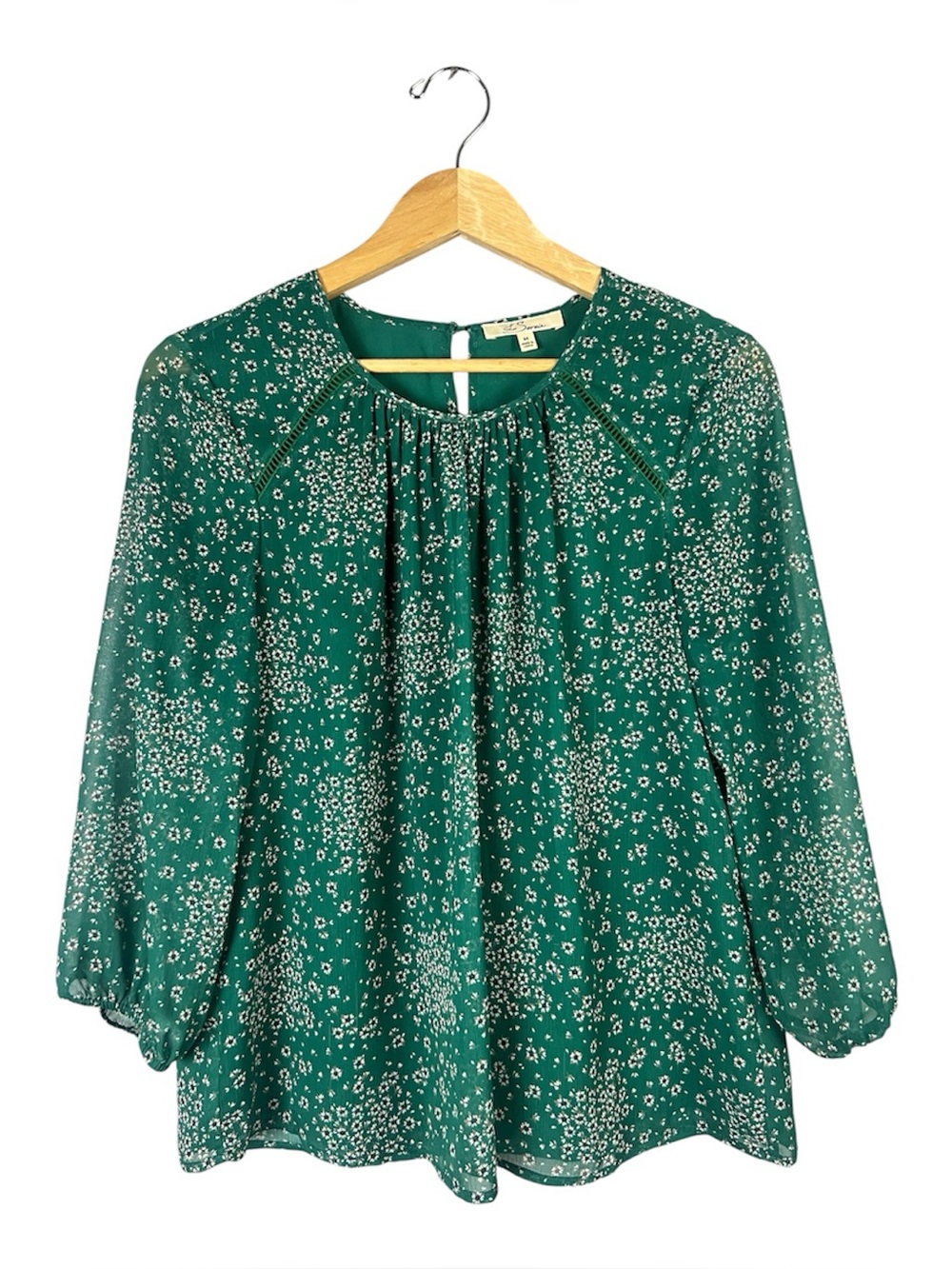 Dainty Floral Green Long Sleeve Blouse Size M